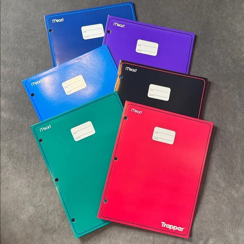 Mead Vintage Trapper Keeper Portfolio 2 Pocket 3 Hole Folder Set of 6 U.S.A Made